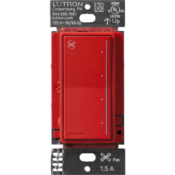 Lutron Sunnata Touch Fan Control, 4-Speed, 1.5 Amp/Single-Pole, Signal Red (ST-FSQ-N-SR)