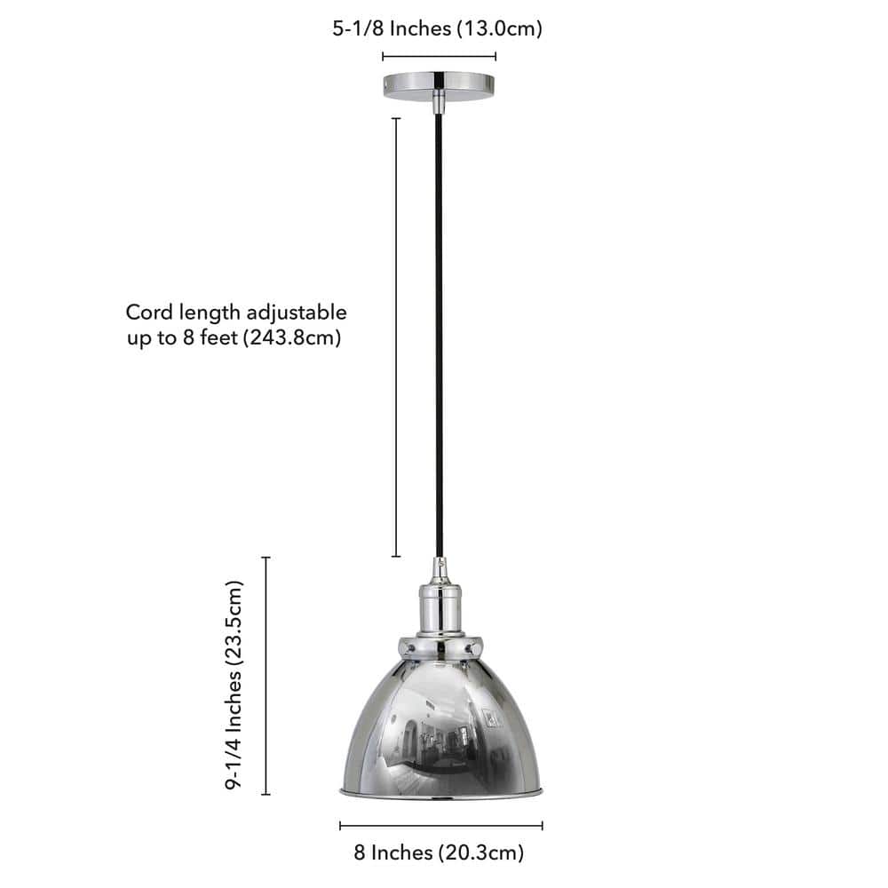 Madison 8" Industrial Bowl Pendant in Polished Nickel