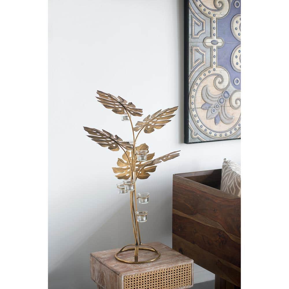 A&B Home 5-Inch Weathered Gold Classic Vintage Candle Holder