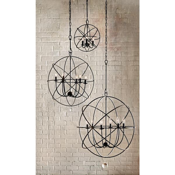 Crystorama Solaris Collection 6 Light English Bronze Orb Chandelier 9226 Eb The Home Depot