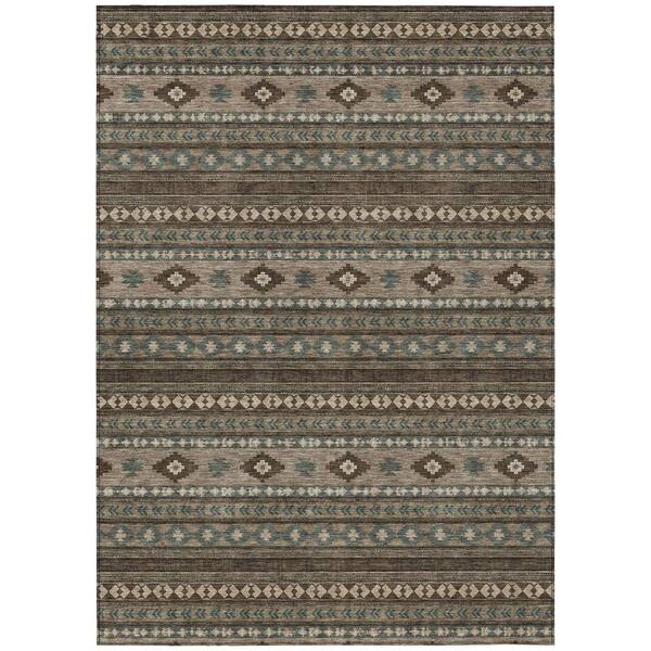 Chantille Machine Washable Indoor/Outdoor Abstract ACN3124 Coffee 10 ft. x 14 ft. Area Rug
