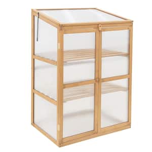 30 in. W x 22 in. D x 43.2 in. H Garden Cold Frame Greenhouse with Adjustable Shelf, Natural