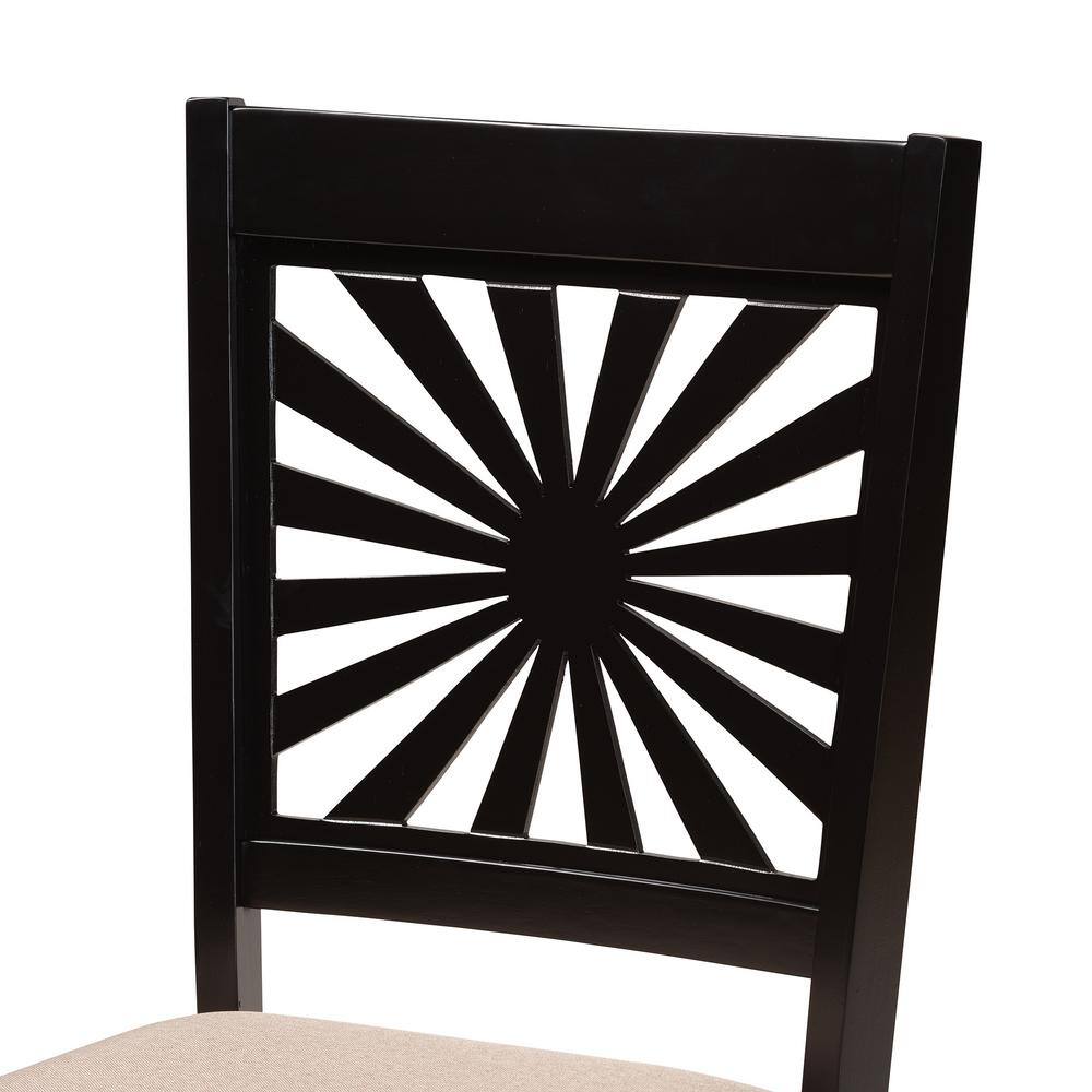 Olympia Beige and Espresso Brown Upholstered Wood Dining Chair Set