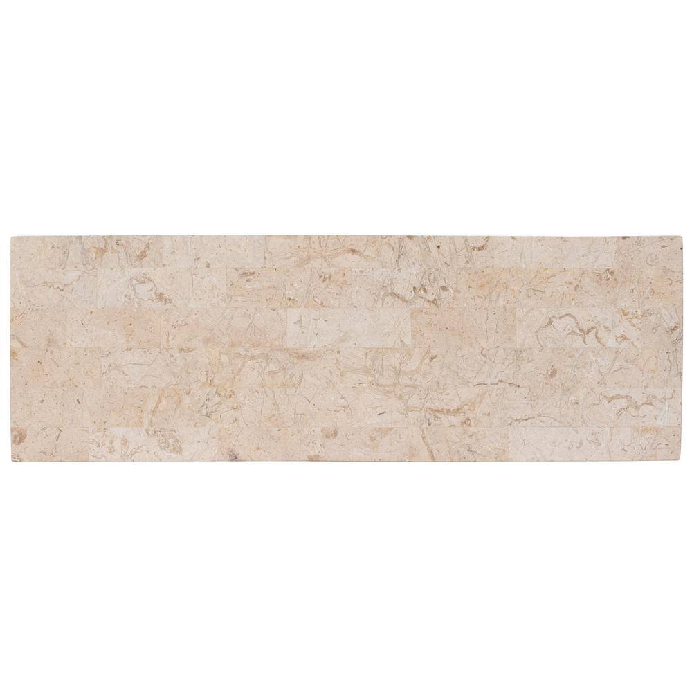 Cosmo Cream Fossil Stone and Gold Metal Console Table