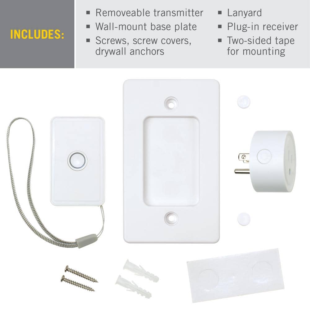 White Wireless Remote Control Light Switch with Plug-in Receiver