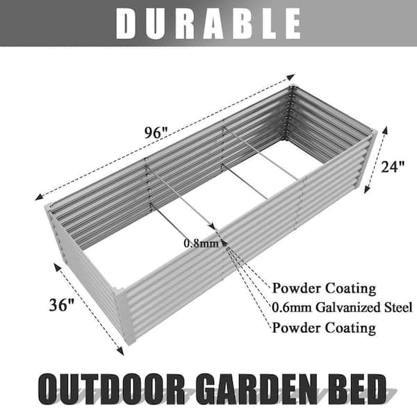 96 in. x 36 in. x 24 in. Gray Galvanized Raised Garden Bed