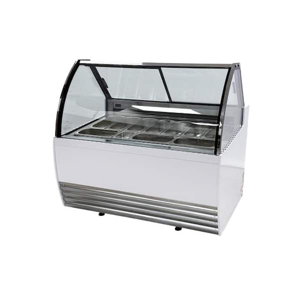 50 in. W 10 cu. ft. Manual Defrost Chest Freezer Ice Cream Gelato Dipping Cabinet with 10-Pan in White