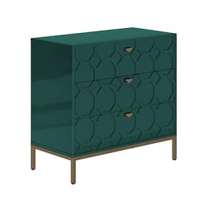 32.28 in. H Freestanding Storage Cabinet Green 3 Drawer Accent Cabinet