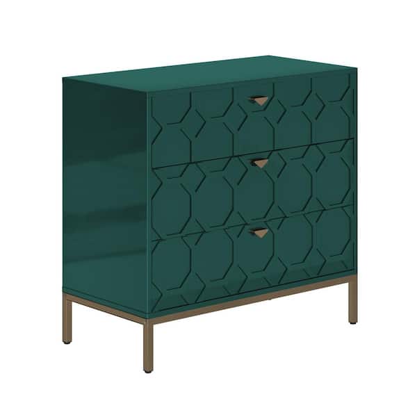 Boyel Living 32.28 in. H Freestanding Storage Cabinet Green 3 Drawer Accent Cabinet