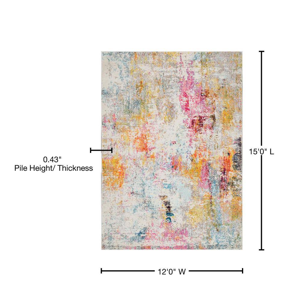 Multicolor Abstract Synthetic Stain-Resistant Rectangular Area Rug