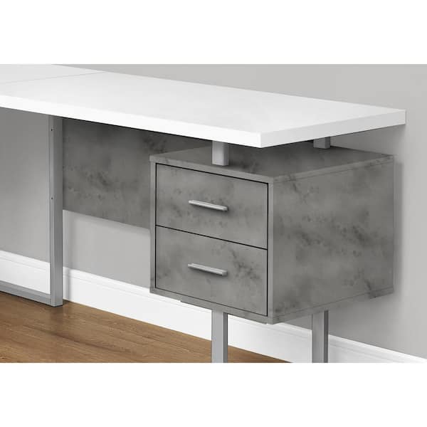 Ultic Gray Reversible L-Shaped Desk Computer Desk with Drawers & Shelf  Ample Storage