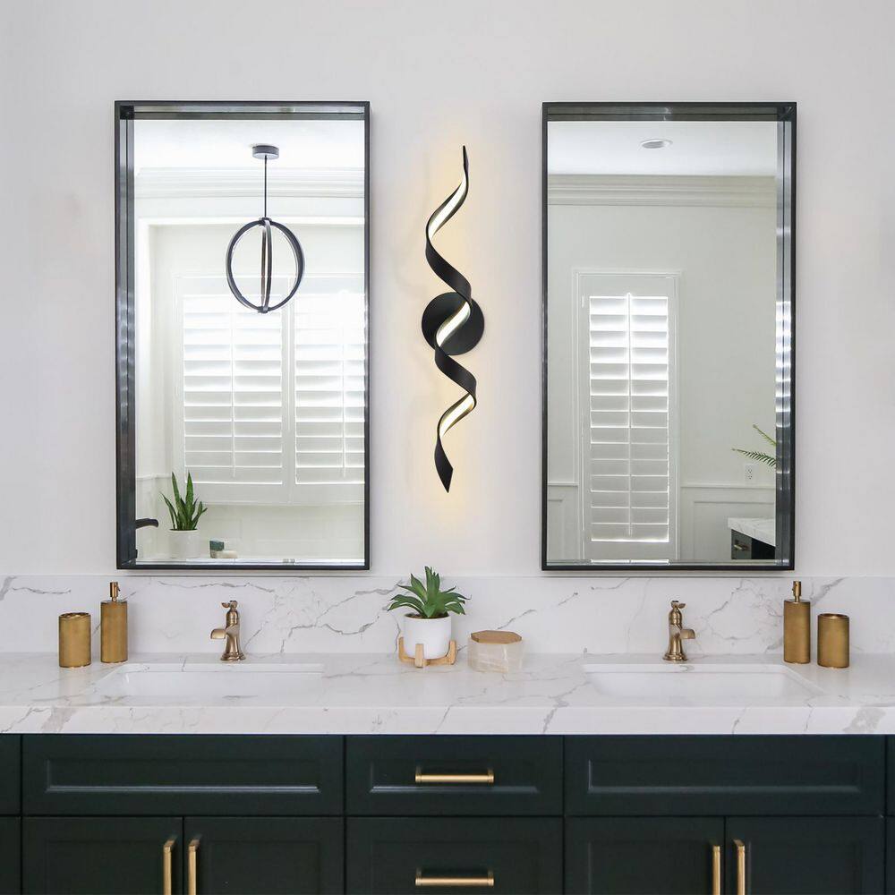 "23.6"" Matte Black Swirled LED Wall Sconce 15-Watt 3000K Bathroom Vanity Light, Picture Light & Hallway Fixture" price history on PriceWatchPro
