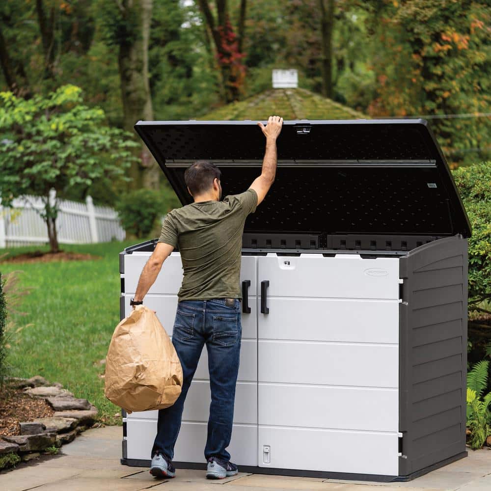 Black 6 x 4 ft Steel-Reinforced Resin Horizontal Shed