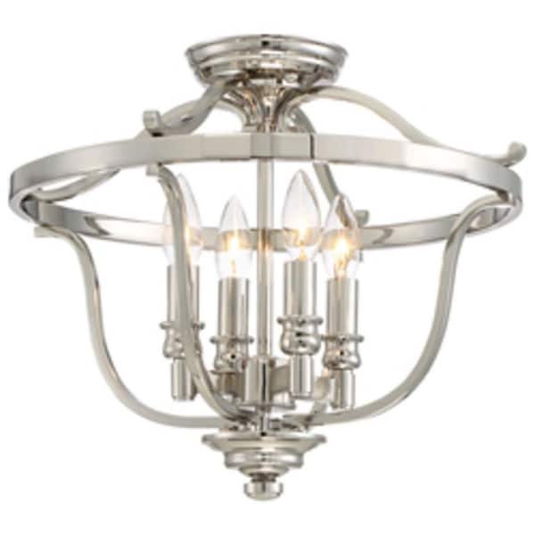 Audreys Point 4 Light Polished Nickel Semi Flush Mount