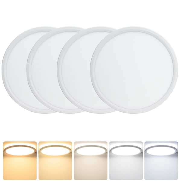 12 in. 28-Watt Low Profile LED Round Ceiling Closet Light Fixture 3600Lumens 3000K-6000K Hallway Stairwell (4-Pack)