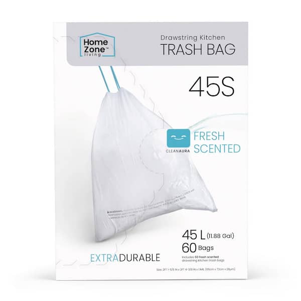 10.6 gal. Kitchen Trash Bags with Drawstring (90-Count)
