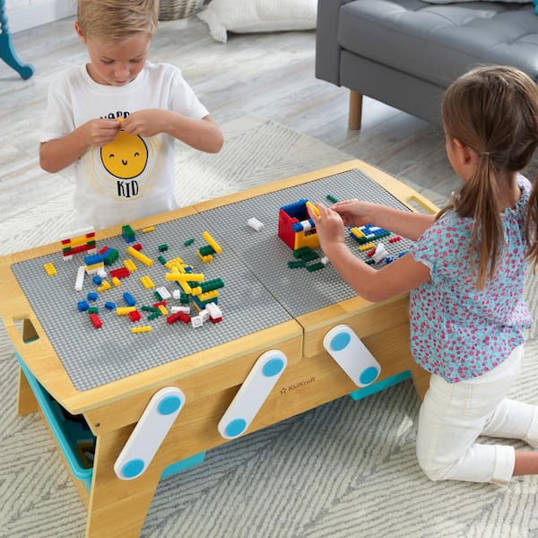 Lego Brick Building Wooden Table Set with 200 Bricks And 3 Drawers 