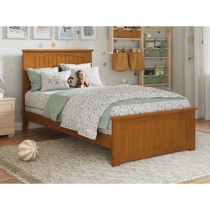 Nantucket Light Toffee Natural Bronze Solid Wood Frame Twin Foundation Panel Bed with Matching Footboard