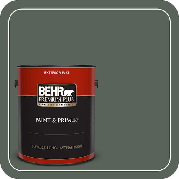 BEHR PREMIUM PLUS 1 gal. #ECC-21-3 Imperial Palm Flat Exterior Paint & Primer