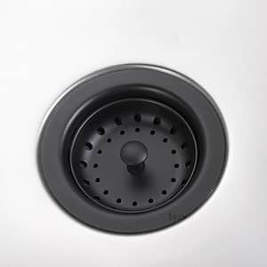Matte Black EADOT 3-1/2 Inch Kitchen Sink Drain Assembly with Basket Strainer Stopper