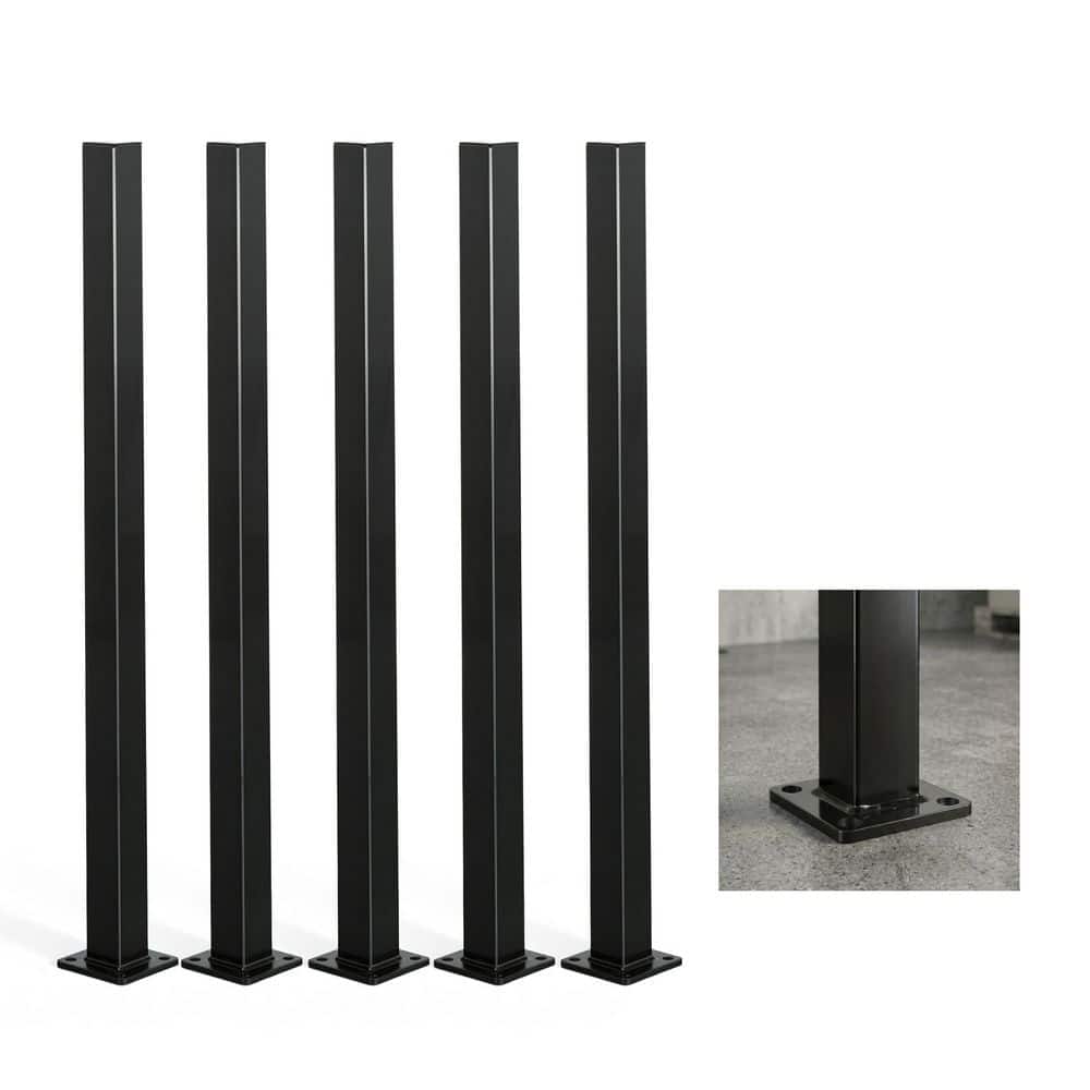 2in. x 2in. x 3ft. Black Steel Fencing Border Post with Base Plate and Cap (5-Pack) price history on PriceWatchPro