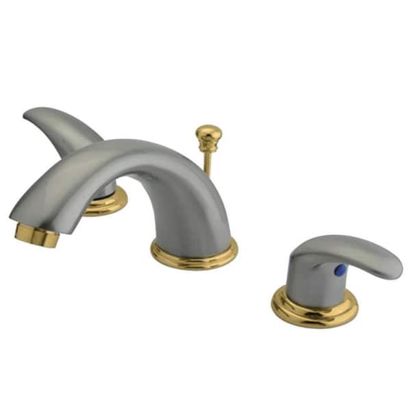 Kingston Brass Legacy 8 in. Widespread 2-Handle Bathroom Faucets with Plastic Pop-Up in Brushed Nickel/Polished Brass
