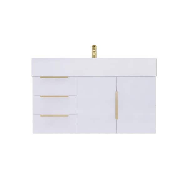Bethany 36 in. W x 20 in. D x 22 in. H Single Sink Floating Bath Vanity in High Gloss White with White Acrylic Top