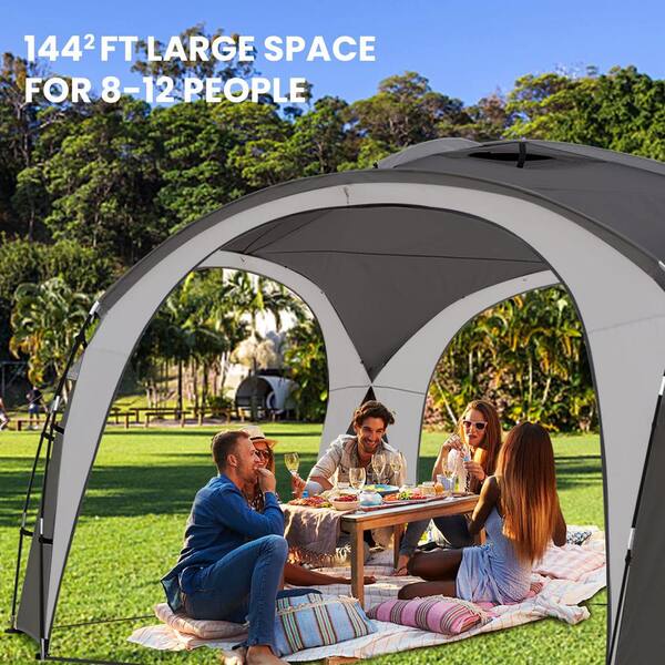 12 ft. x 12 ft. Gray Pop Up Canopy Upf50 Easy Beach Tent with