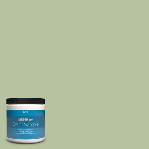 BEHR PREMIUM PLUS 8 oz. #M380-4 Chopped Dill Satin Enamel Interior/Exterior Paint & Primer Color Sample