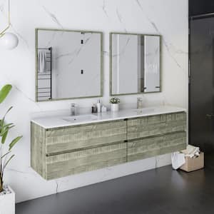 Formosa 72 in. W x 20 in. D x 20 in. H White Double Sinks Bath Vanity in Sage Gray with White Vanity Top and Mirrors