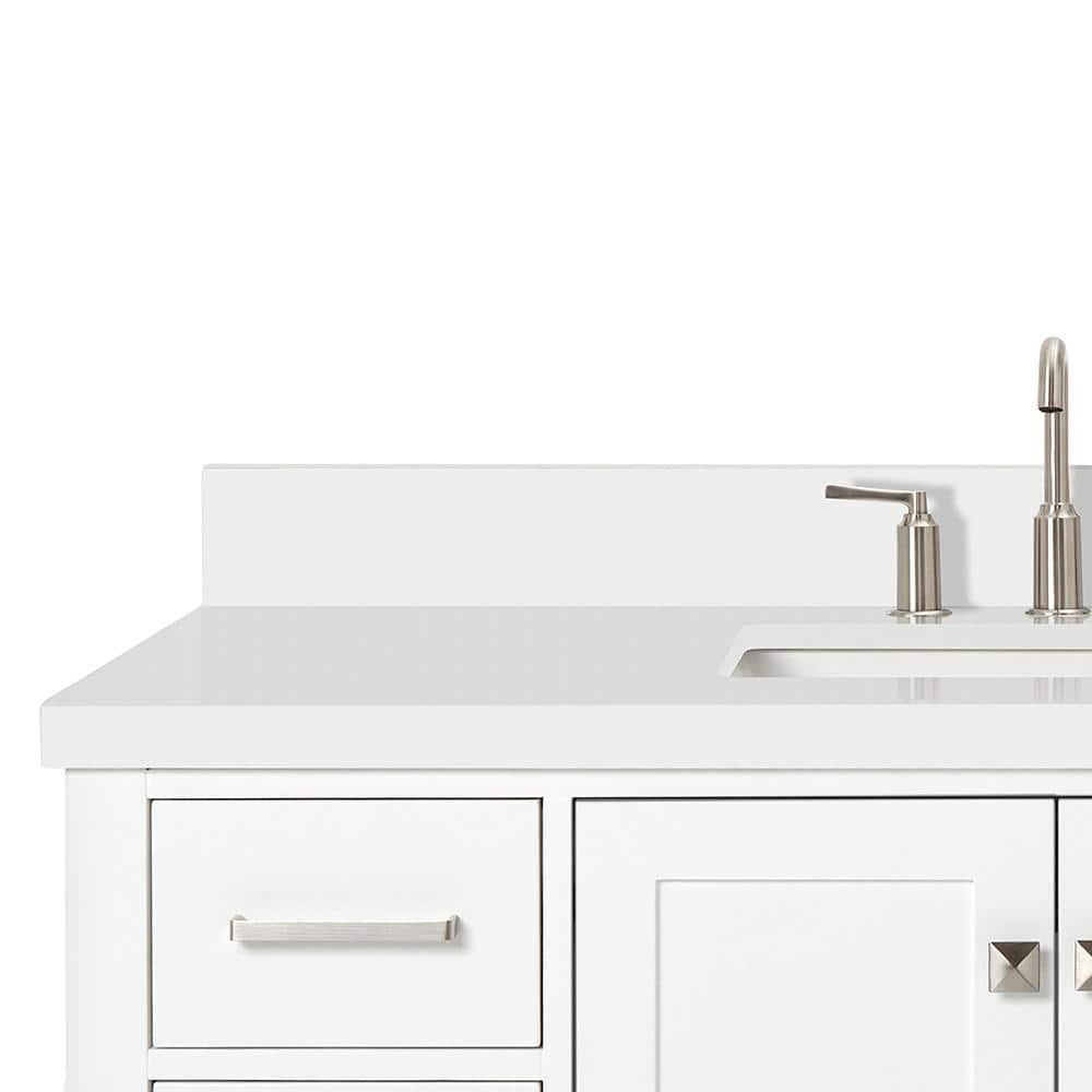 Cambridge 49" White Painted Freestanding Single Sink Vanity with Quartz Top