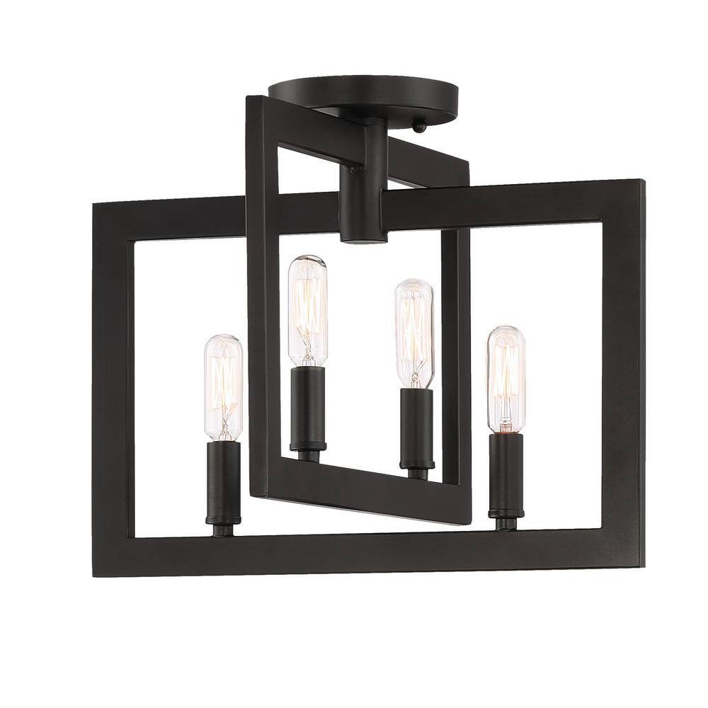 Transitional 14.5" Aluminum Brown Semi-Flush Ceiling Light