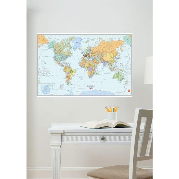 Wallpops 24 In X 36 Dry Erase World Map Wall Decal Wpe99074 The Home Depot - Dry Erase Wall Decal Target