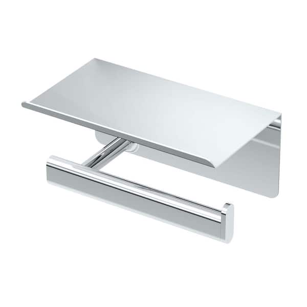 Elevate Wall Mounted Toilet Paper Holder with Mobile Shelf in Chrome