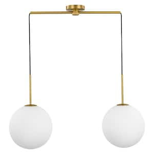 Juan Brushed Gold 2-Light Opal Glass Pendant Light