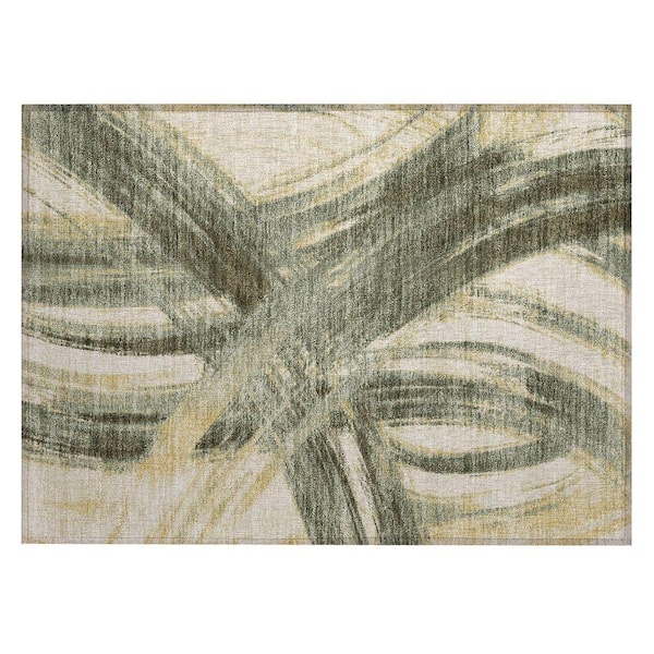 Chantille Machine Washable Indoor/Outdoor Abstract ACN2421 Olive 2 ft. x 3 ft. Accent Rug
