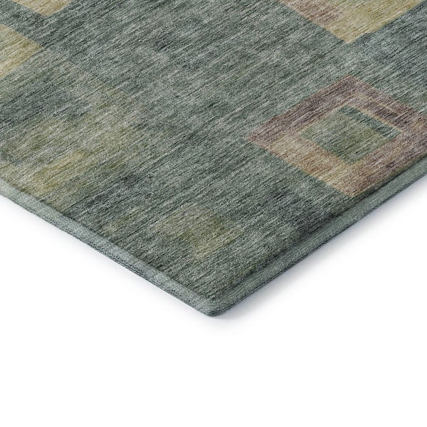Mayfield Premium Machine Washable Abstract AMF1142 Sage 5 ft. x 7 ft. 6 in. Area Rug