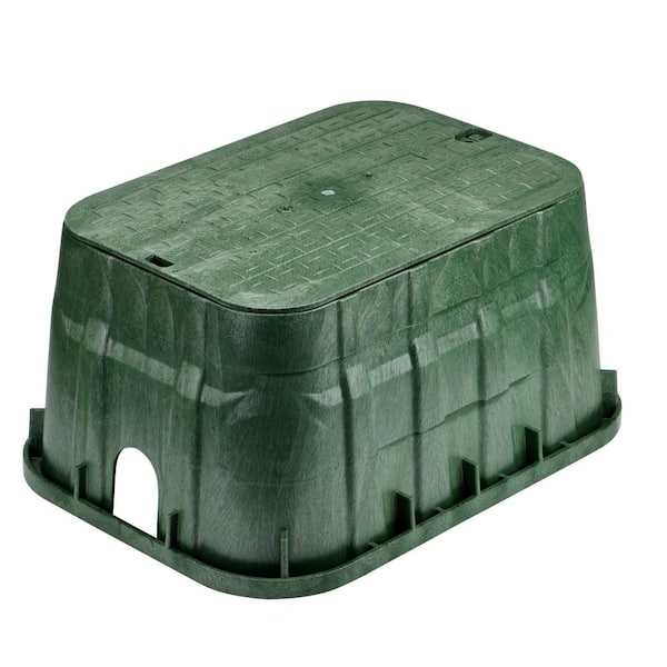 NDS 13 in. X 20 in. Jumbo Rectangular Pro-Spec Series Valve Box & Cover, 12 in. Height, Green Box, Green ICV Cover