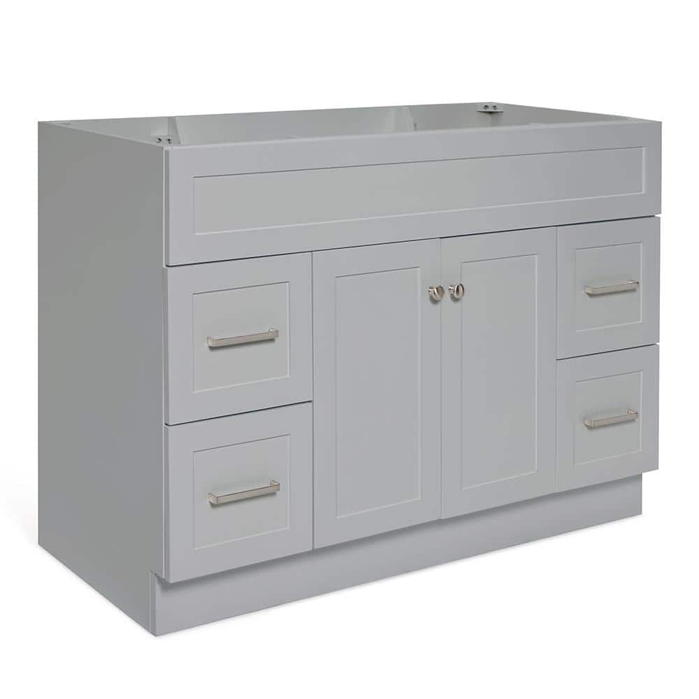 Hamlet 48" Gray Single Freestanding Vanity Cabinet with Nickel Hardware