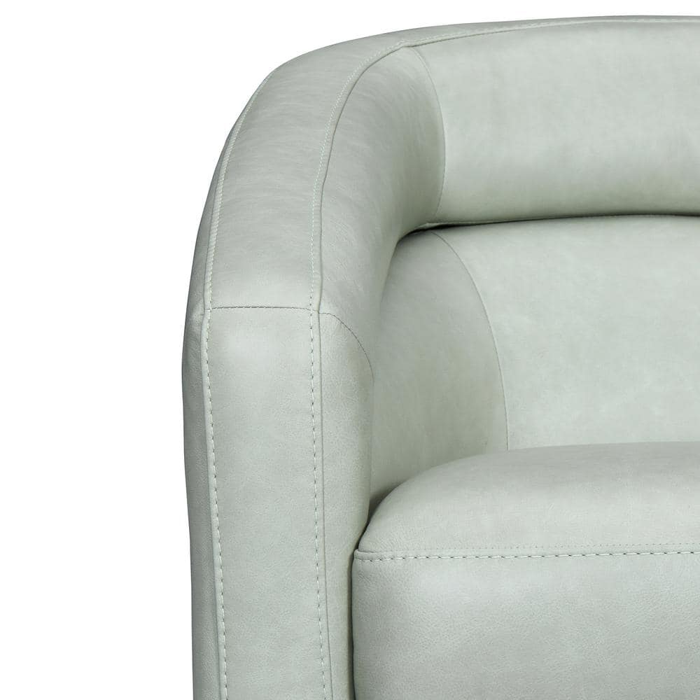 Mint Green Leather Swivel Accent Chair with Wood Base