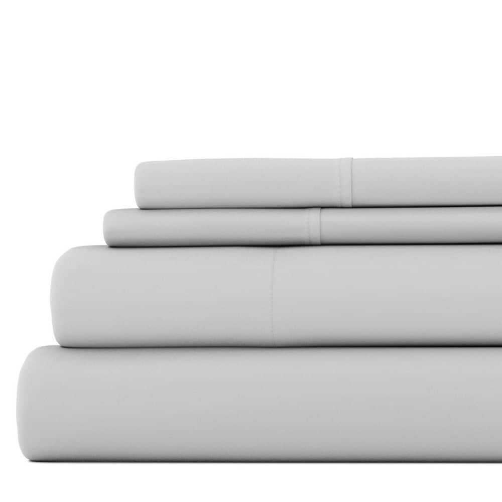 Becky Cameron 4-Piece Light Gray Solid Microfiber Full Sheet Set IEH ...