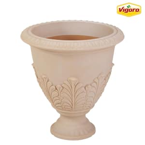 17 in. Hancock Large Antique White Plastic Urn Planter (17 in. D x 19 in. H)