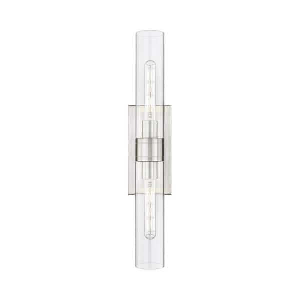 Innovations Ballston Urban 24 in. 2-Light Satin Nickel Vanity Light with Glass Shade
