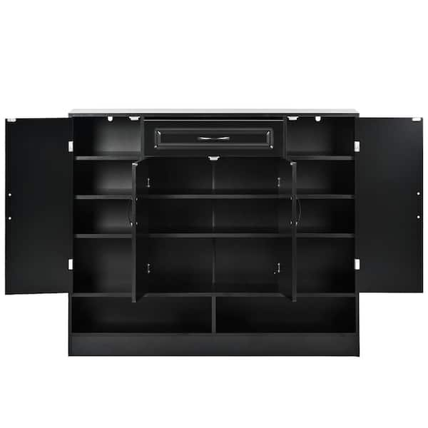 39.40 in. H x 47.20 in. W Black Shoe Storage Cabinet with Adjustable Shelves