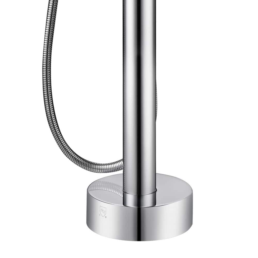 Chrome Freestanding Tub Filler with Diverter and Handshower