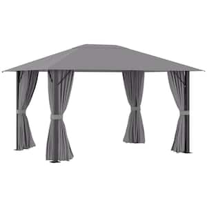13 ft. x 10 ft. Grey Patio Gazebo Outdoor Canopy Shelter with Sidewalls, Vented Roof, Aluminum Frame