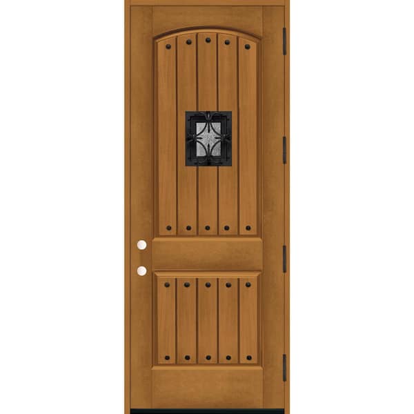 Steves & Sons 36 in. x 96 in. 2-Panel Left Hand/Outswing Autumn Wheat Stain Fiberglass Prehung Front Door with 4-9/16 in. Jamb Size