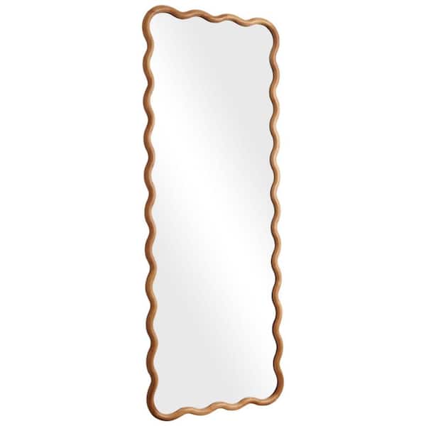 Boho 24 in.W x 65 in.H Wood Wave Wall Decorative Mirror for Vanity Bathroom, Living room, Bedroom