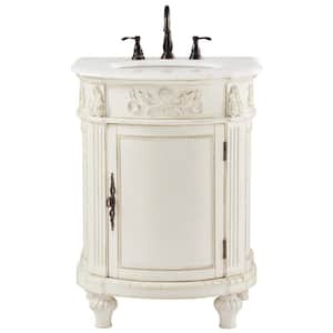 Chelsea 26 in. W x 22 in. D x 35 in. H Bathroom Vanity in Antique White with White Engineered Solid Surface Top