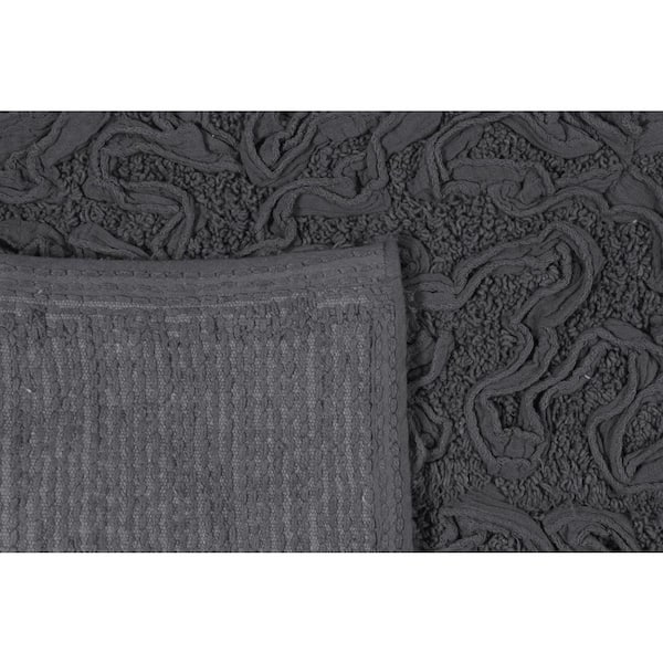 Bell Flower Collection Cotton Bath Rug 21x54 Runner - Grey